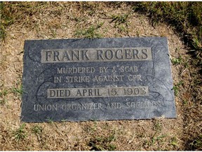 The grave marker of early B.C. labour Frank Rogers at Mountain View cemetery in Vancouver. Photo from the Mountain View cemetery website.