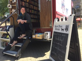 Hilary Atleo operates Iron Dog Books, a mobile bookstore in a 2006 Freightliner step van with customized wooden shelves. She's based at UniverCity at Simon Fraser University. Photo: Kevin Griffin