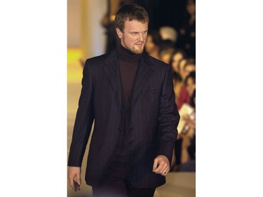 Sept. 29, 2005: Celebrity model Henrik Sedin showing clothes from Leone as part of a fund raiser for the Variety Learning Centre and Canuck Place.