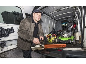 Andrew Ranko picks up, repairs and drops off lawnmowers and weedeaters from his van. He hasn't had a permanent businessfront for the last 10 years.
