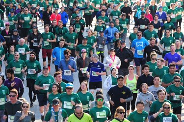 The start of the 2018 Vancouver Sun Run on W. Georgia St. in Vancouver, BC., April 22, 2018.