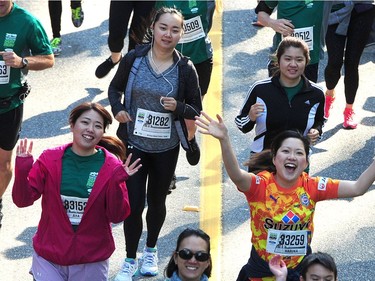 The start of the 2018 Vancouver Sun Run on W. Georgia St. in Vancouver, BC., April 22, 2018.