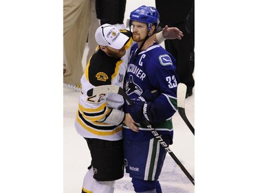 June 15, 2011 Vancouver  Canucks Henrik Sedin 33 battlesback tears  against the Boston Bruins  in game 7of the Stanley Cup in Rogers Arena.