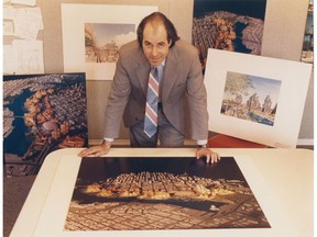 Architect Rick Hulbert with his original design for the old Expo 86 site in Vancouver. The design was quite different from what was built, because it included a series of lagoons that created islands of condos in False Cree