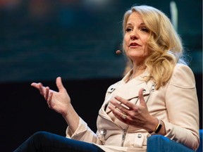Gwynne Shotwell of SpaceX speaks at TED 2018 in Vancouver.
