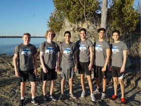 The Montreal Runners, left to right, Michael Davies, Keiston Herchel, Akshay Grover, Marc-André Blouin, Muhan Patel and Matthieu Blouin.