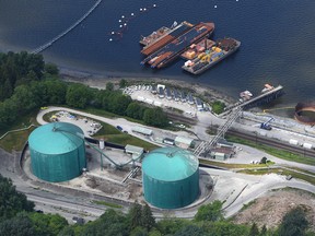 An aerial view of Kinder Morgan's Trans Mountain marine terminal, in Burnaby, B.C., is shown on Tuesday, May 29, 2018.