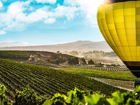 A hot air balloon ride is a wonderful way to see the wineries and mountains of the Temecula region.