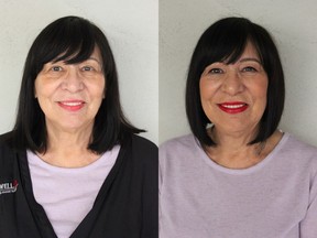 Sandy Idema, 73, was feeling tired of her old hairstyle and wanted a fresh and young new look. On the left is Sandy prior to her makeover by Nadia Albano, on the right is her after.
