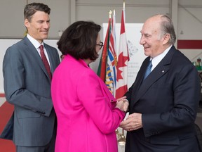 B.C. Lieutenant Governor Janet Austin and Vancouver Mayor Gregor Robertson welcome His Highness the Aga Khan to Vancouver on May 4, 2018. Aga Khan will meet members of the Ismaili community from B.C. over the weekend as part of his Diamond Jubilee visit to Canada. The Aga Khan is the 49th hereditary Imam (spiritual leader) of the world's Shia Ismaili Muslims and the founder and Chairman of the Aga Khan Development Network.