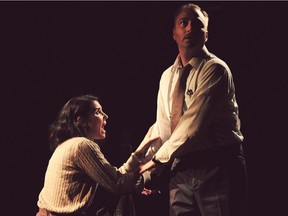 Morgan Smith as Anne Frank and Cale Walde as Otto Frankin The Diary of Anne Frank.