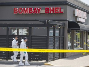 The Bombay Bhel Indian restaurant in Mississauga, Ont., was the site of a bombing by two masked suspects who fled on foot Thursday, May 24, 2018.