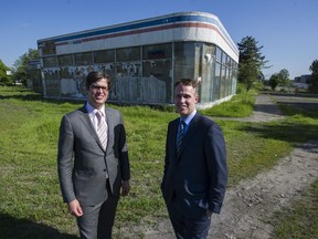 Andrew Hungerford (left) and Michael Hungerford on the property at 86 Southeast Marine Drive that they are developing.