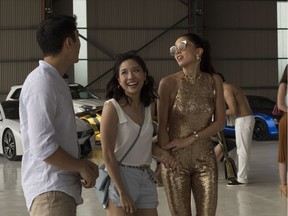 (L-R) HENRY GOLDING as Nick, CONSTANCE WU as Rachel and SONOYA MIZUNO as Araminta in Warner Bros. Pictures' and SK Global Entertainment's contemporary romantic comedy "CRAZY RICH ASIANS," a Warner Bros. Pictures release. [PNG Merlin Archive]