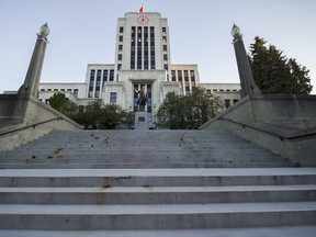 Vancouver City Hall at 12th Avenue and Cambie.