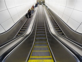 People ride the escalator at Granville station in 2015.