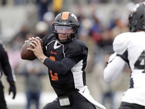 Former Heisman Trophy-winning quarterback Johnny Manziel (2) scrambles as he looks to throw during a developmental Spring League football game in Austin, Texas, Saturday, April 7, 2018. The former Heisman Trophy winner announced on Twitter that he has agreed to a deal with the Hamilton Tiger-Cats.