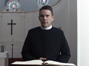 Ethan Hawke in a scene from First Reformed.