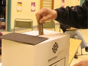 File photo of someone voting in an election in B.C.
