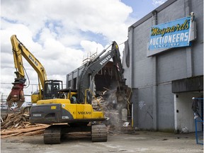 Demolition continues at the Maynard's building at 1837 Main St. in Vancouver.