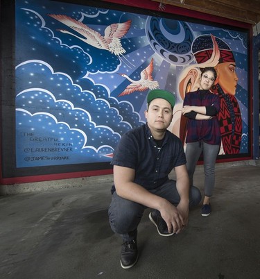 James Harry and Lauren Brevner with their mural.