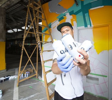 JNASTY is taking part in creating new murals under the Granville Street Bridge.