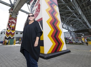Debra Sparrow is taking part in creating new murals under the Granville Street Bridge in the Chain &Forge, a new public area.