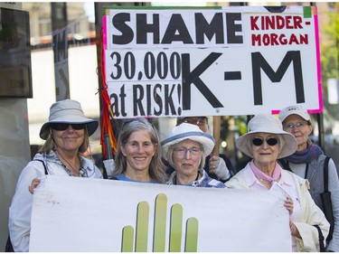 Protesters gathered outside the TD Bank tower at Georgia and Howe Streets in Vancouver to protest against TD and other banks financing the Kinder Morgan pipeline.