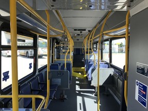 The interior of one of Translink's new clean-energy buses.