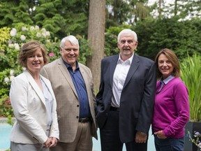 From left, school board chair Laura Dixon, Coun. Bruce McDonald, former Delta Police Chief Jim Cessford and Coun. Jeannie Kanakos are running in the fall municipal elections as part of the Independents Working For You slate in Delta.