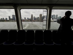 A view towards downtown from a northbound MV Burrard Otter II.