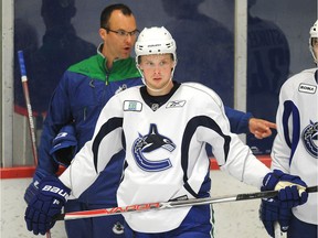 Jonathan Dahlen works out at the Vancouver Canucks' 2017 development camp at the Doug Mitchell Thunderbird Sports Centre in Vancouver.
