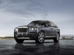 This photo provided by BMW Group shows the Rolls-Royce Cullinan. Rolls-Royce unveiled The Cullinan, its first SUV on Thursday, May 10, 2018.