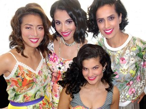 Television news presenters Sophie Lui, Sonia Sunger and Sonia Beeksma backed Rachel Kapsalis to benefit Pacific Autism Family Network wearing Piccione Piccione except Beeksma in Beatrice top and Aviu skirt.