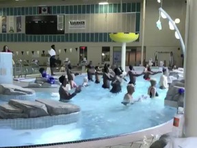 The B.C. Lions have been at Thompson Rivers University since May 20 for training camp but recently took time out to enjoy a Aquafit class.