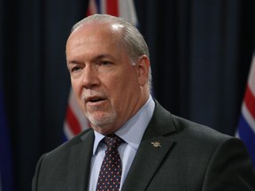 B.C. Premier John Horgan defended his government's position on the Trans Mountain pipeline today, hours after Finance Minister Bill Morneau said the federal government is willing to protect Kinder Morgan's investors.