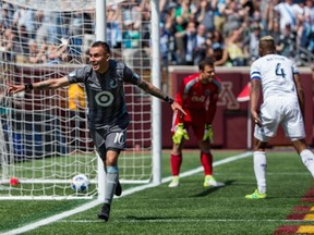 Minnesota United midfielder Miguel Ibarra celebrates his goal in the second half against Vancouver Whitecaps at TCF Bank Stadium on Saturday.