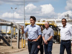 Prime Minister Justin Trudeau visits Kinder Morgan in Edmonton Alta, on Tuesday. June 5, 2018.
