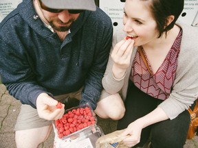 The Fraser Valley is a hotspot for food and drink. Tyler and Cassie Duft of Duft & Co. are pictured enjoying local raspberries. Handout/Tourism Abbotsford [PNG Merlin Archive]