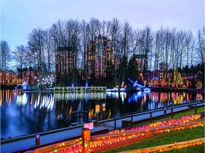 The lights at Lafarge Lake in Coquitlam.