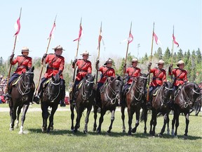 Members of the RCMP Musical Ride perform their routines at Northern Legacy Horse Farm on Panache Road in Greater Sudbury, Ont. on Sunday June 10, 2018. The Musical Ride shows took place on Saturday and Sunday at the Northern Legacy Horse Farm. The performances, featured 32 horses and riders. All proceeds from the event will go to the Onaping Falls Recreation Committee Inc. and the Capreol Centennial Committee. Gino Donato/Sudbury Star/Postmedia Network