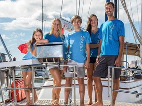 The Peters family, including Patrick and Corice and kids Ciara, Cameron and Truly, returned to Abbotsford at the end of June after three years sailing around the Pacific. They are now selling their 60-foot sailboat, Stop Work Order.