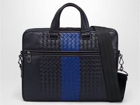 Bottega Veneta briefcase, $1849 at Holt Renfrew, holtrenfrew.com.