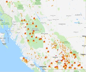 B.C. Wildfires Map 2018: Fire locations; evacuation alerts/orders ...