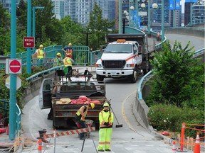 Construction begins Saturday on a new bike path on the Cambie Bridge.