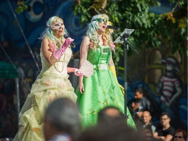 Venetian Opera's singers Melinda Heart and Anna Victoria perform at Italian Day on Commercial Drive on June 10, 2018.