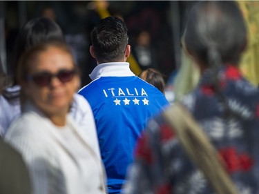 An Italy jersey is spotted among the thousands of people who attended Italian Day on Commercial Drive in Vancouver in June 10, 2018.