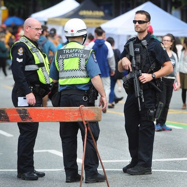There was a heavy police presence on Commercial Drive during the annual Italian Day Festival in Vancouver on June 10, 2018.
