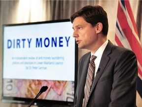 B.C. Attorney General David Eby at a news conference to discuss an independent review of anti-money laundering practices, in Vancouver, BC. June 27, 2018.