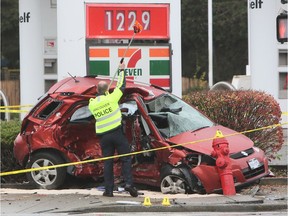 A fatal car crash at the corner of 41st Avenue and Oak in Vancouver had police investigators block off traffic  in all directions Saturday afternoon.